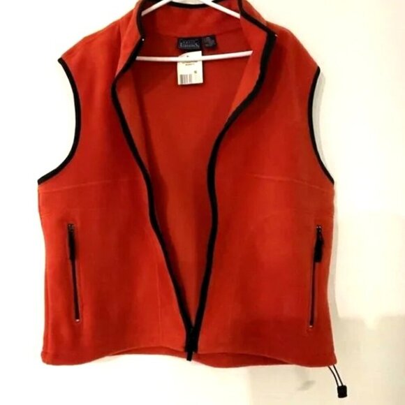 FLEECE VEST FULL ZIP POCKETS ORANGE - Picture 3 of 9